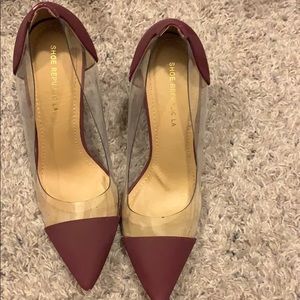 Maroon and Clear Pumps